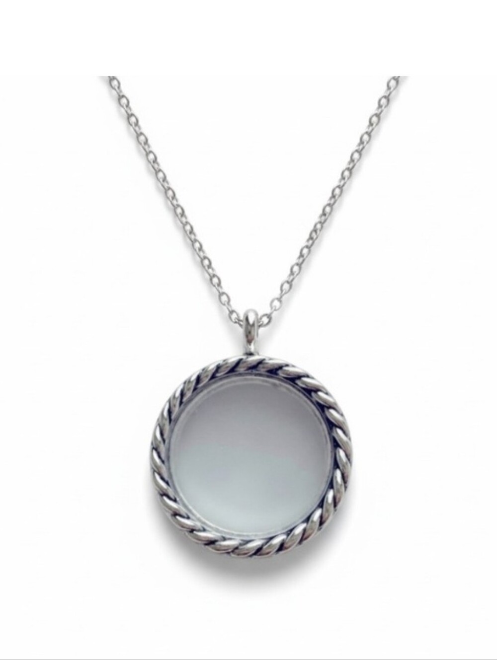 Effy Silver Round Rope-Edge Pendant Necklace - White Center